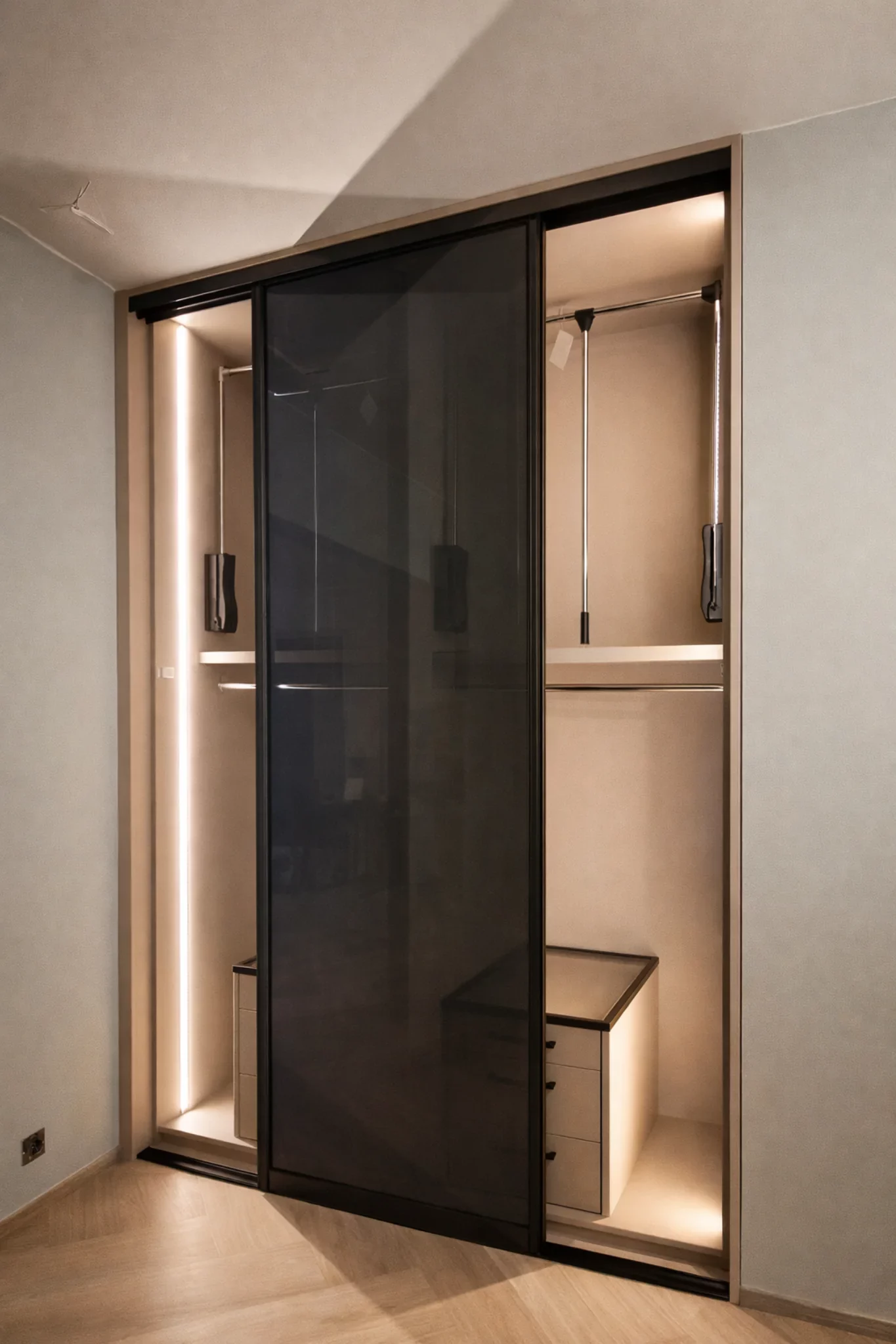 szafa przesuwna z oswietleniem led wnetrze