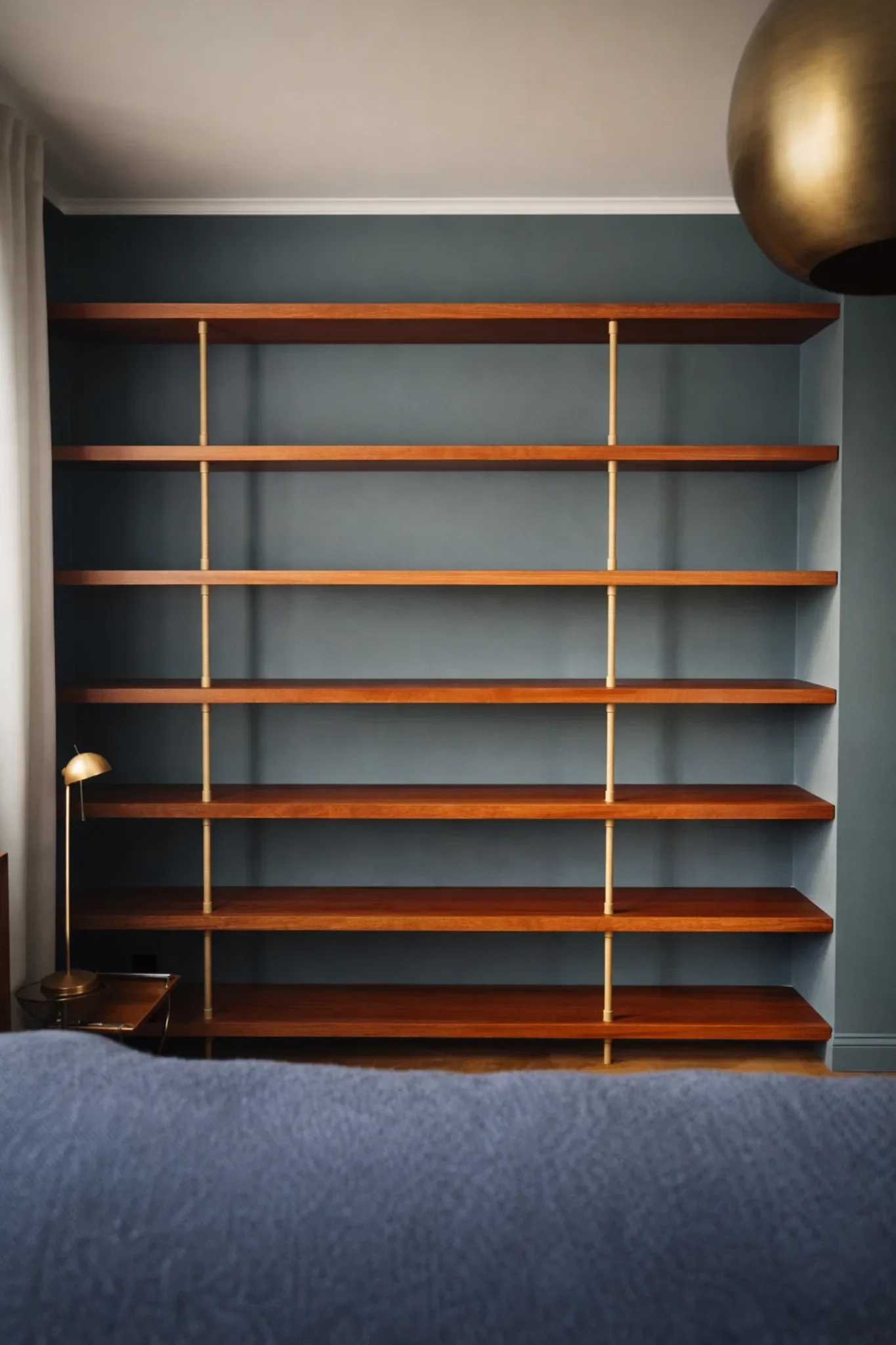 regal scienny drewniany mosiadz front