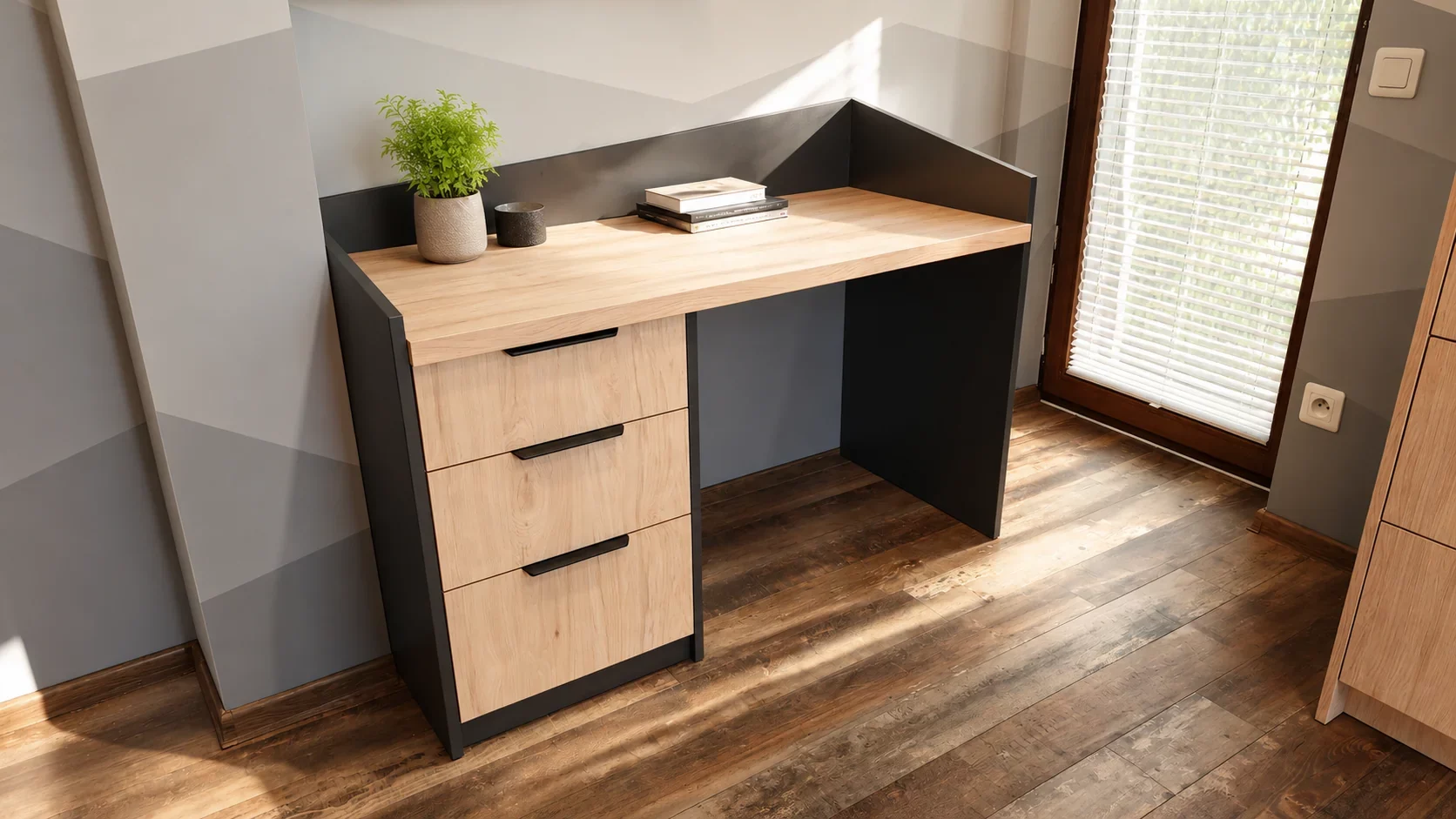 biurko dzieciece dab czarny nowoczesne